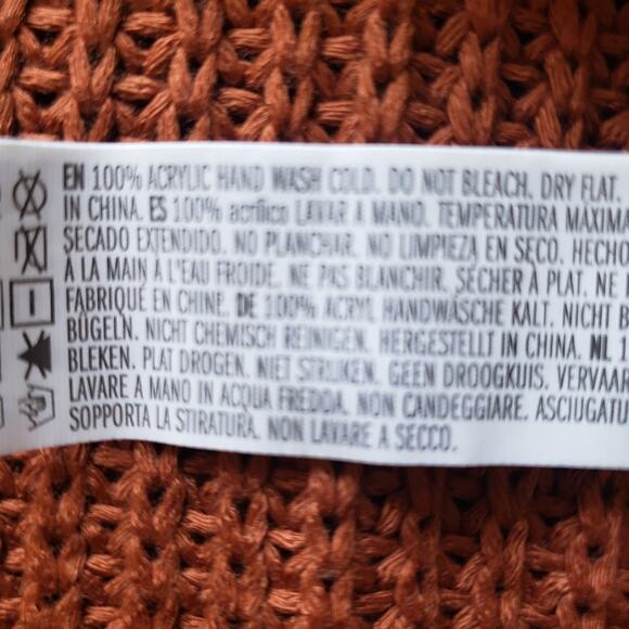 Crop Balloon Sleeve Burnt Orange Chunky Knit Mock Neck Sweater by Forever 21 S - Picture 12 of 12